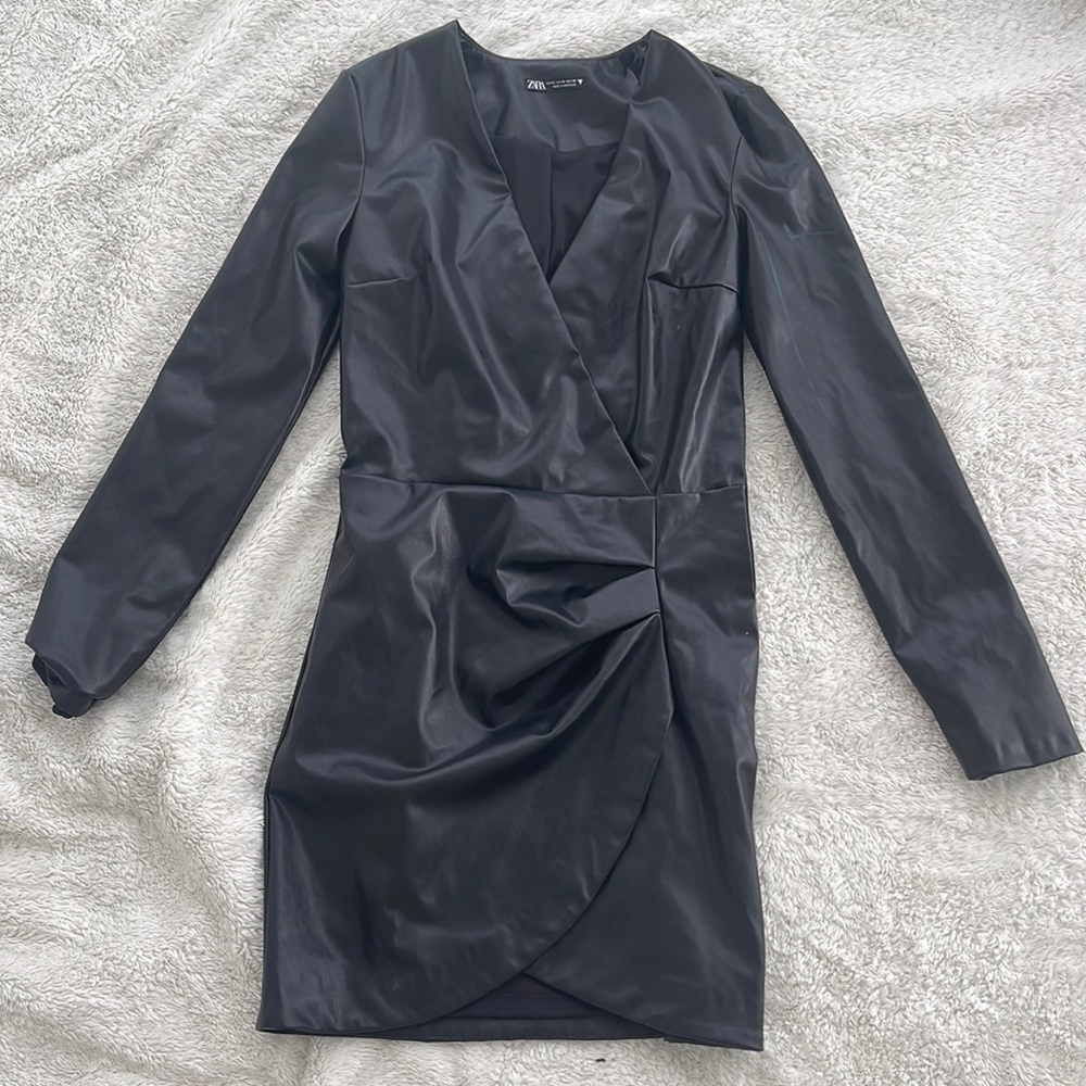 Zara faux leather dress XS